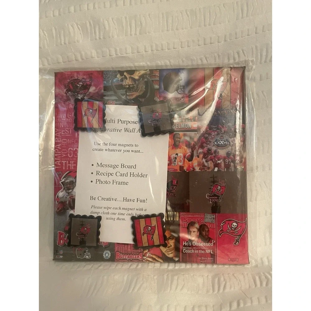 Tampa Bay Buccaneers Multipurpose Decorative Wall Art With Four Magnets NEW